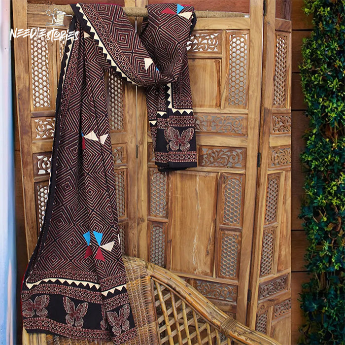 Rustic Elegance - Brown Ajrak Dupatta
