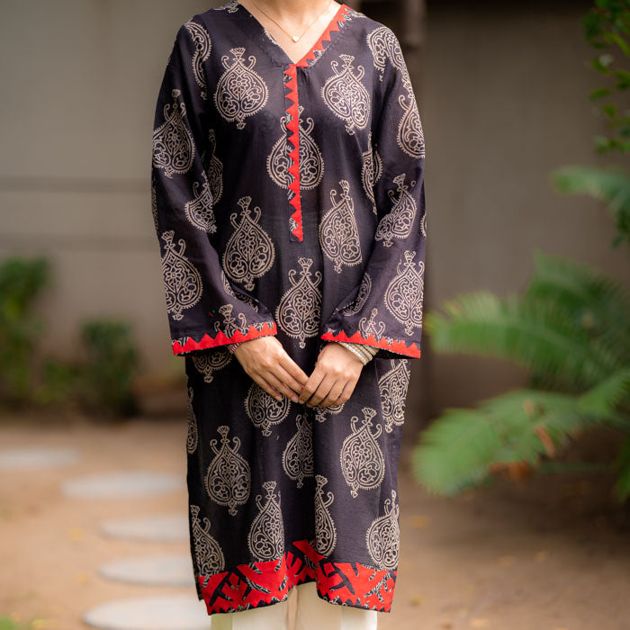 Sindh Serenity – Red Appliqué Ajrak Suit