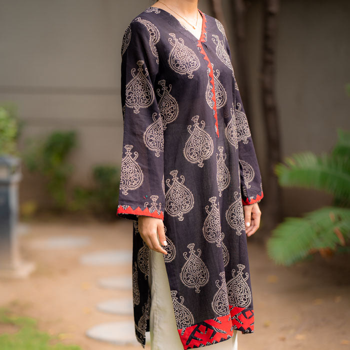 Sindh Serenity – Red Appliqué Ajrak Suit