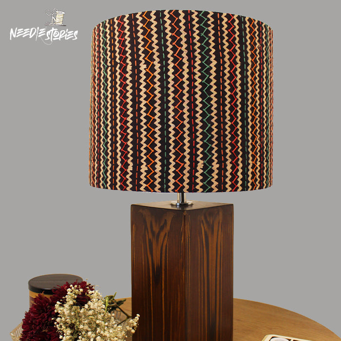 Midnight Mosaic Hand-Embroidered Lampshade