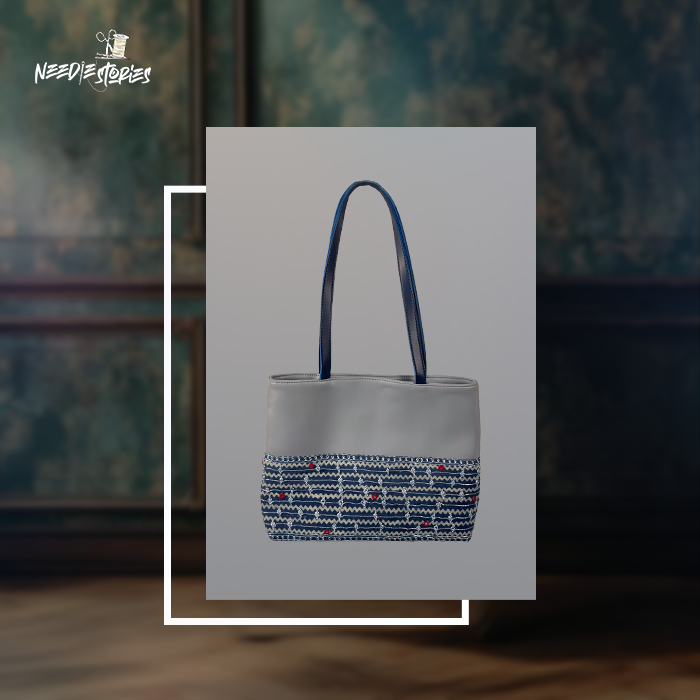 Grey Leather Tote Bag