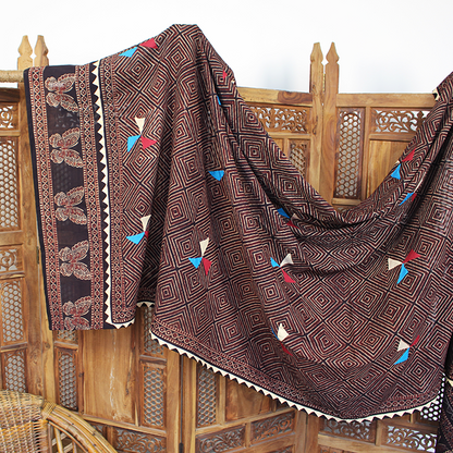 Rustic Elegance - Brown Ajrak Dupatta