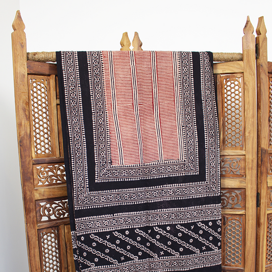 Midnight Charms - Black Ajrak Scarf