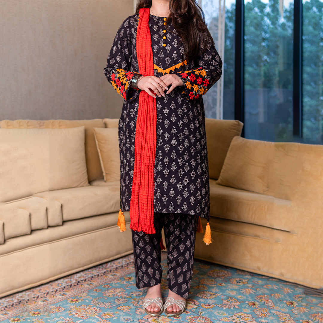 Black Ajrak Statement Set