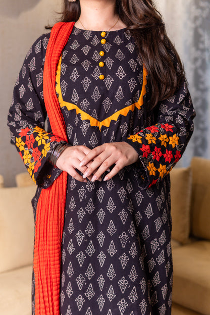 Black Ajrak Statement Set