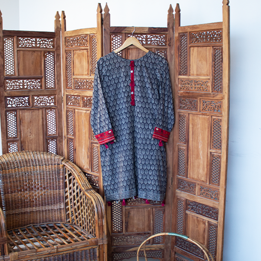 Maroon Touch Ajrak Shirt