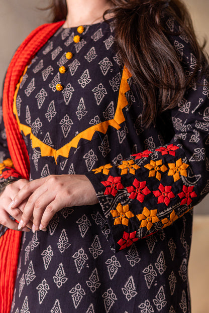 Black Ajrak Statement Set