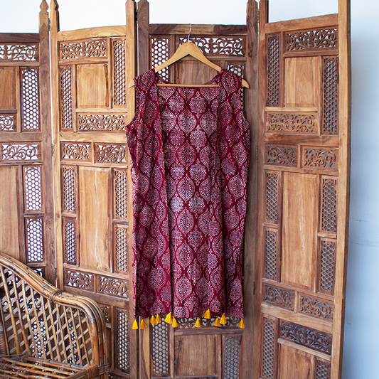Chic Maroon Ajrak Layer
