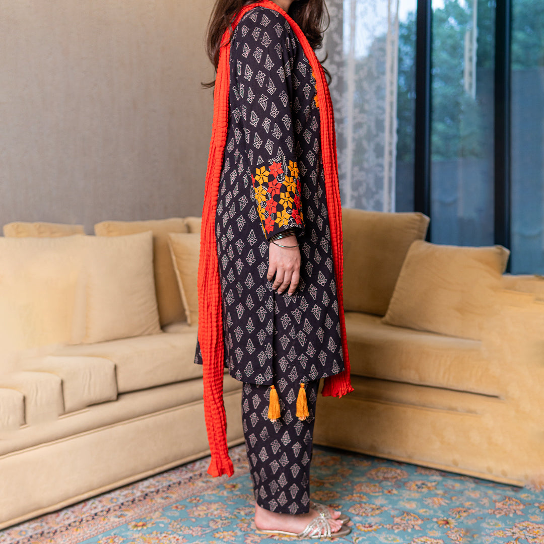 Black Ajrak Statement Set