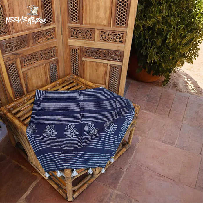 Royal Tradition - Blue Ajrak Scarf
