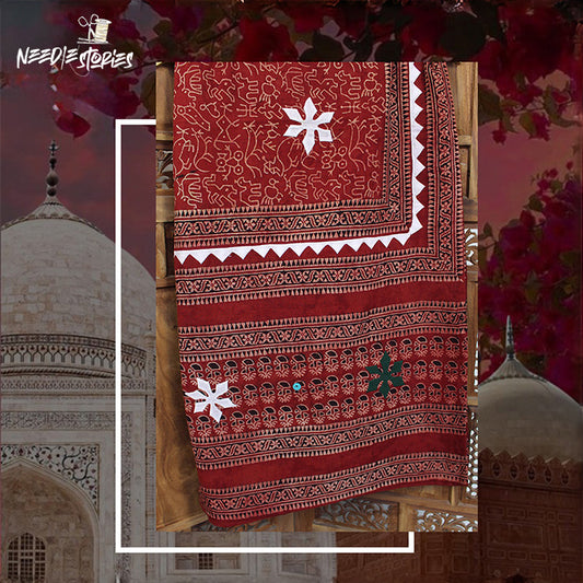 Desert Rose - Maroon Ajrak Duppatta