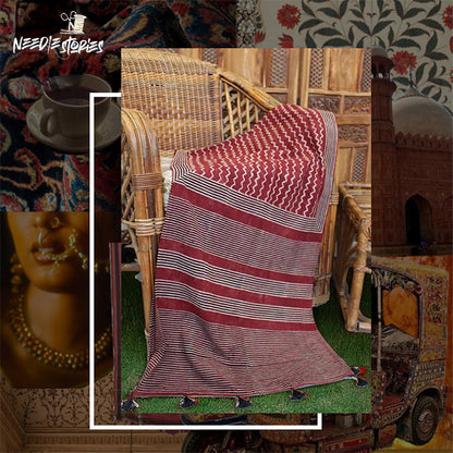 Desert Sunset - Maroon Ajrak Scarf