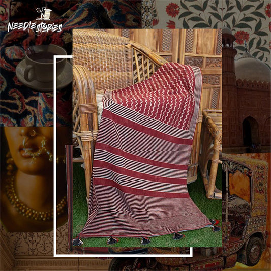Desert Sunset - Maroon Ajrak Scarf