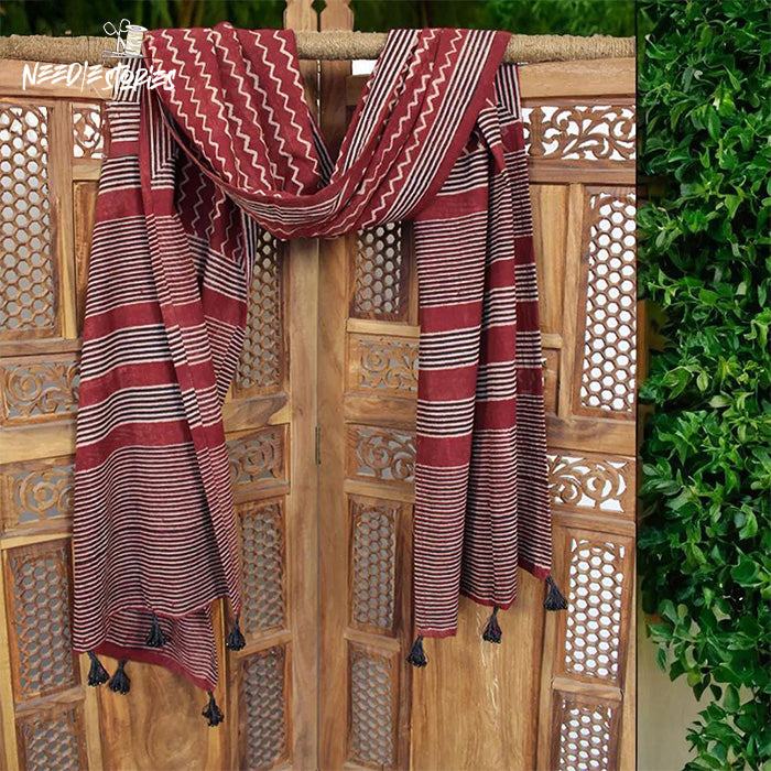 Desert Sunset - Maroon Ajrak Scarf
