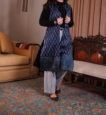 Blue Ajrak Silk in Traditional & Fusion Style