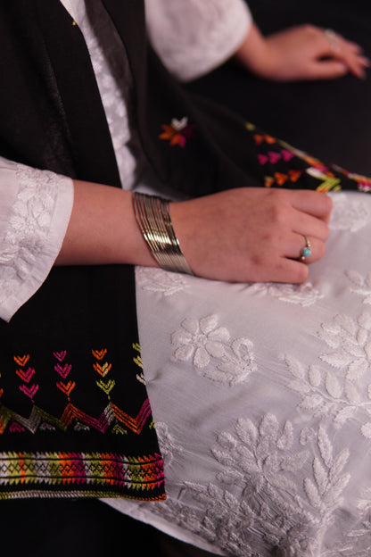 Statement Black Jacket with Traditional Phulkari Embroidery
