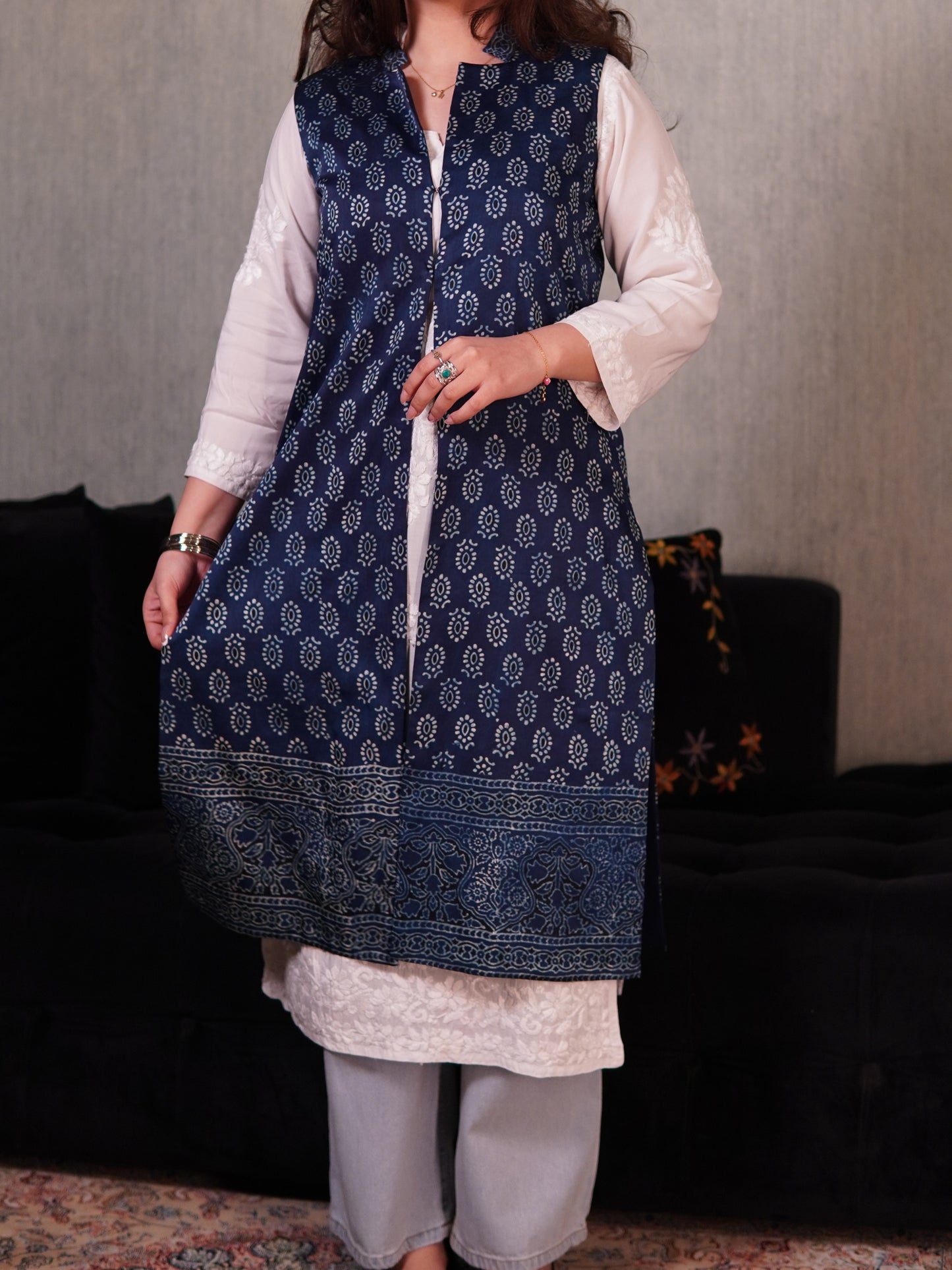 Blue Ajrak Silk in Traditional & Fusion Style