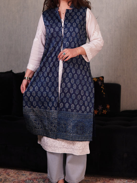 Blue Ajrak Silk in Traditional & Fusion Style