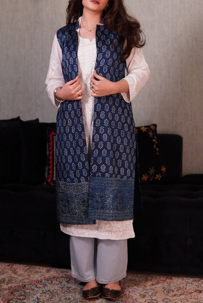 Blue Ajrak Silk in Traditional & Fusion Style