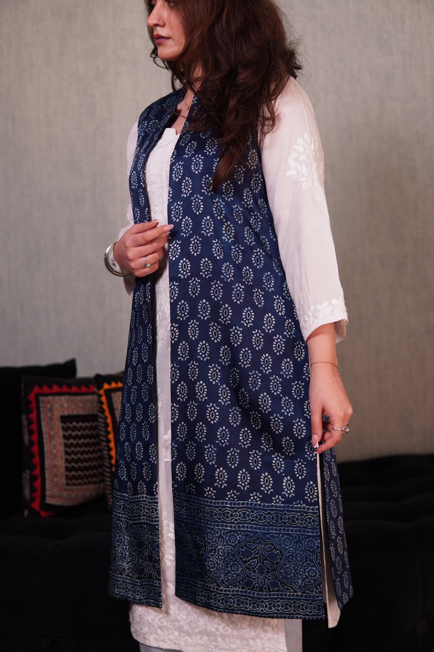 Blue Ajrak Silk in Traditional & Fusion Style