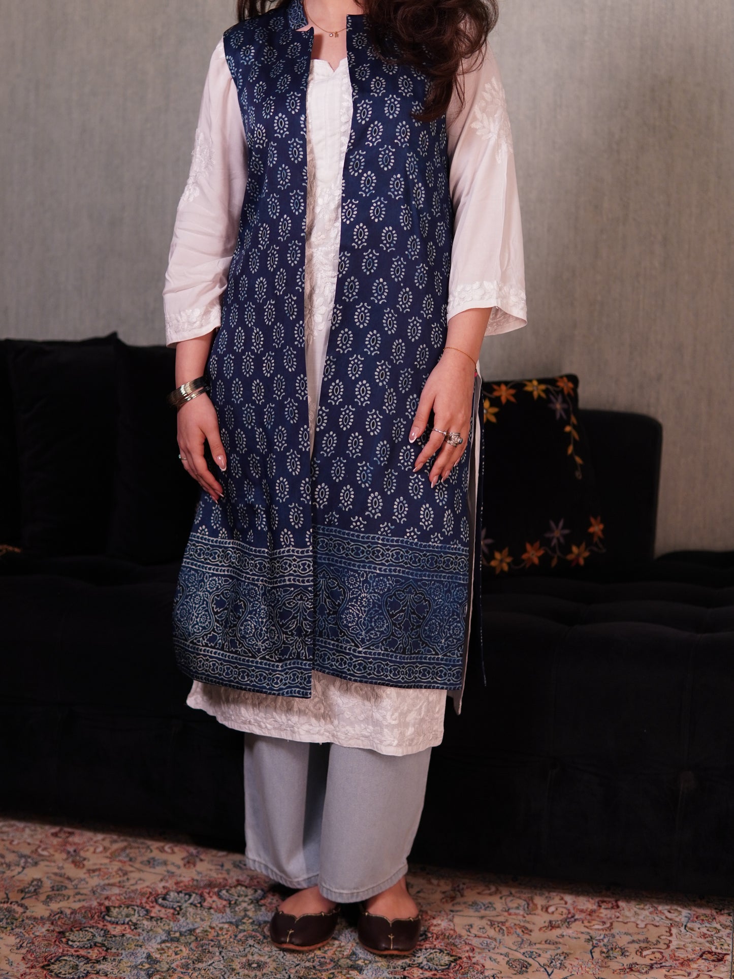 Blue Ajrak Silk in Traditional & Fusion Style