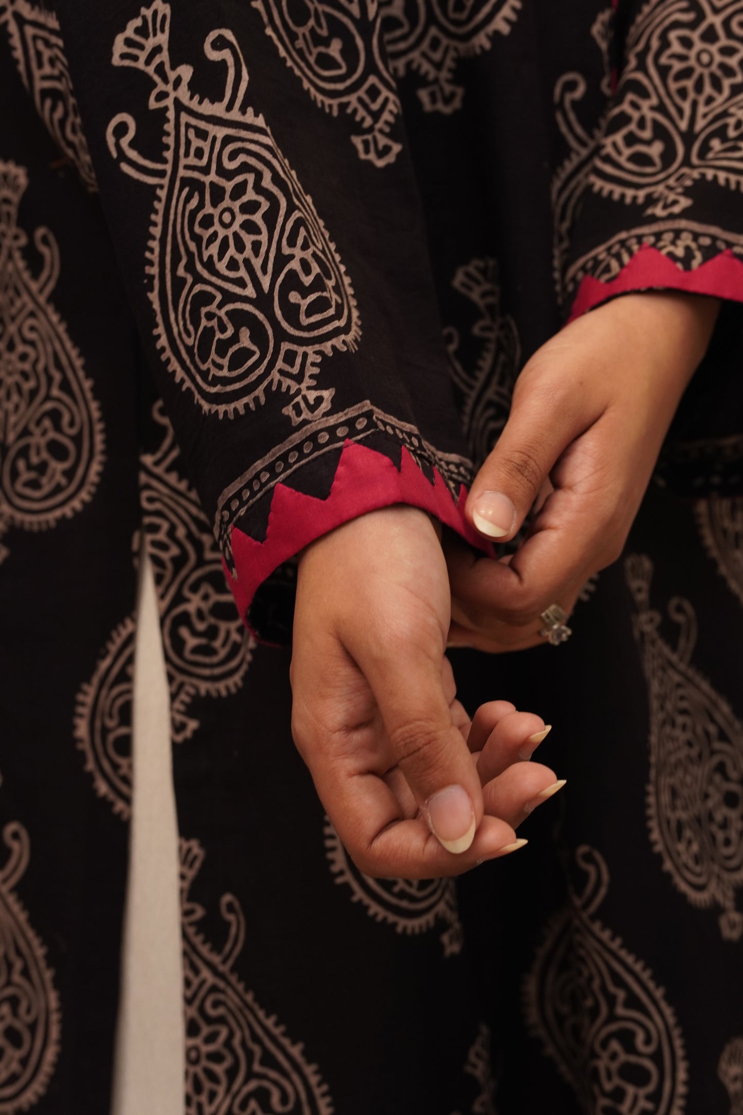 Heritage Glow – Magenta & Orange Ajrak Suit