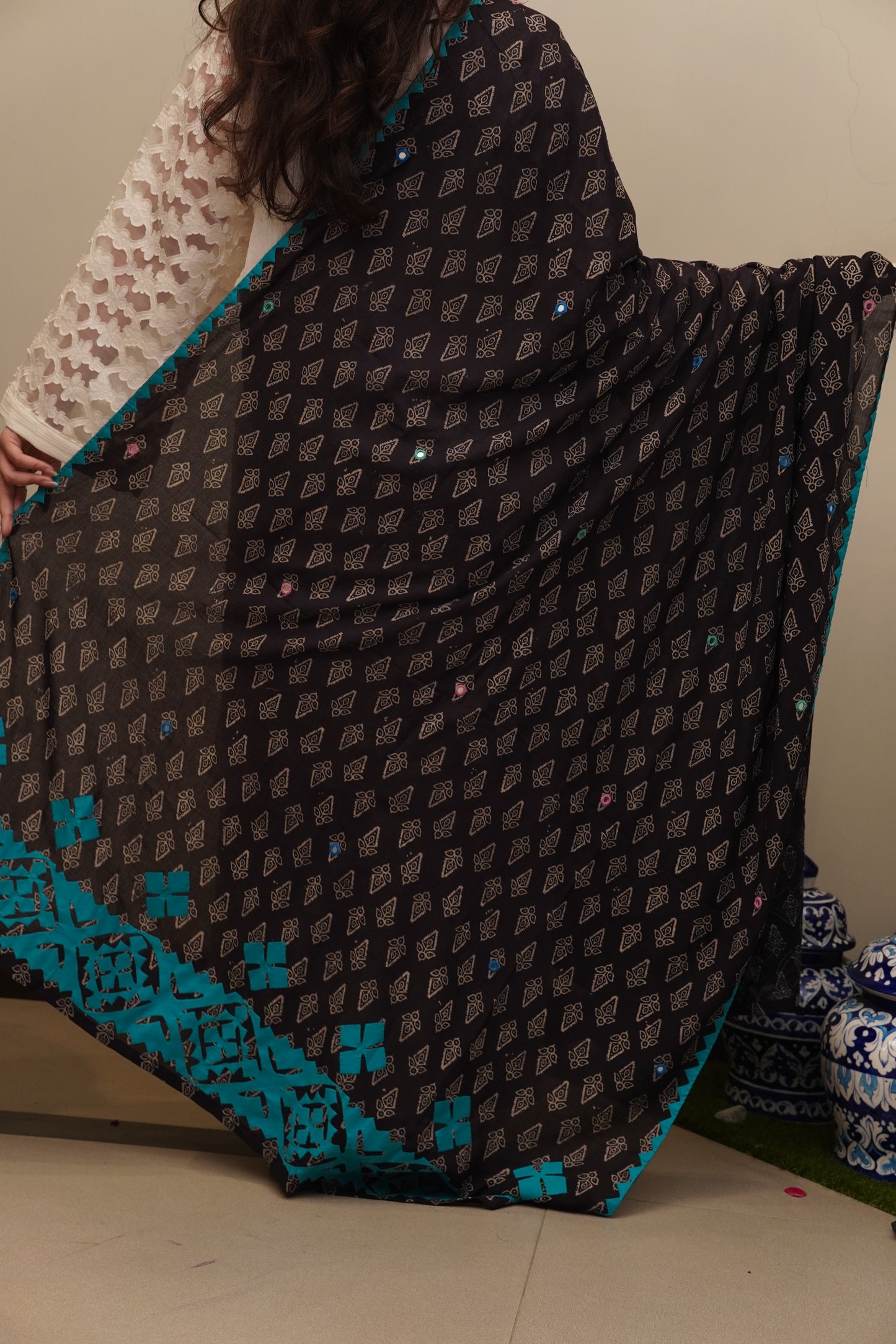 Moonlit Blue Ajrak Duppatta