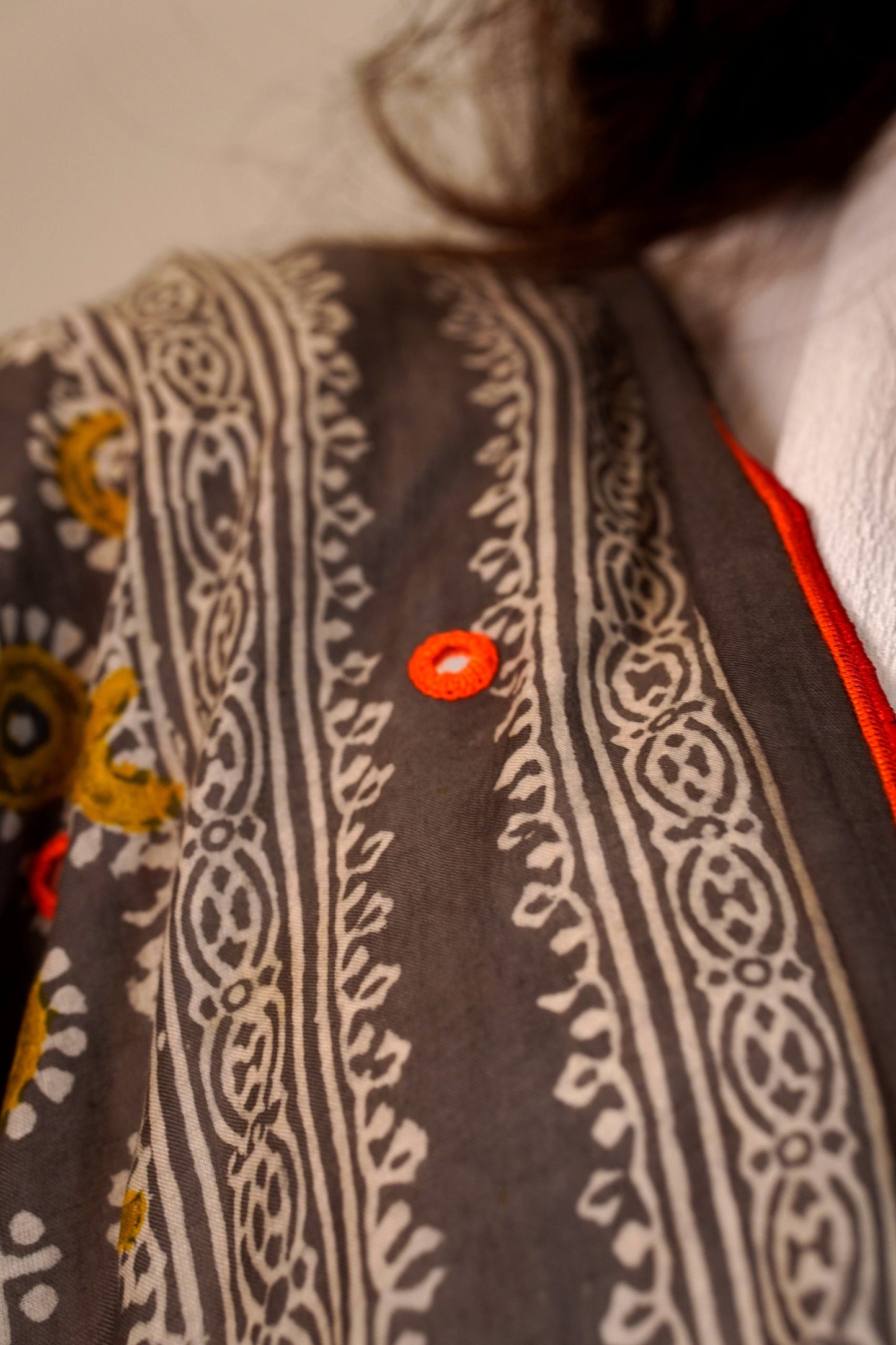 Terra Threads - Grey Ajrak Dupatta