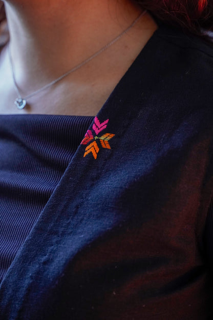 Statement Black Jacket with Traditional Phulkari Embroidery