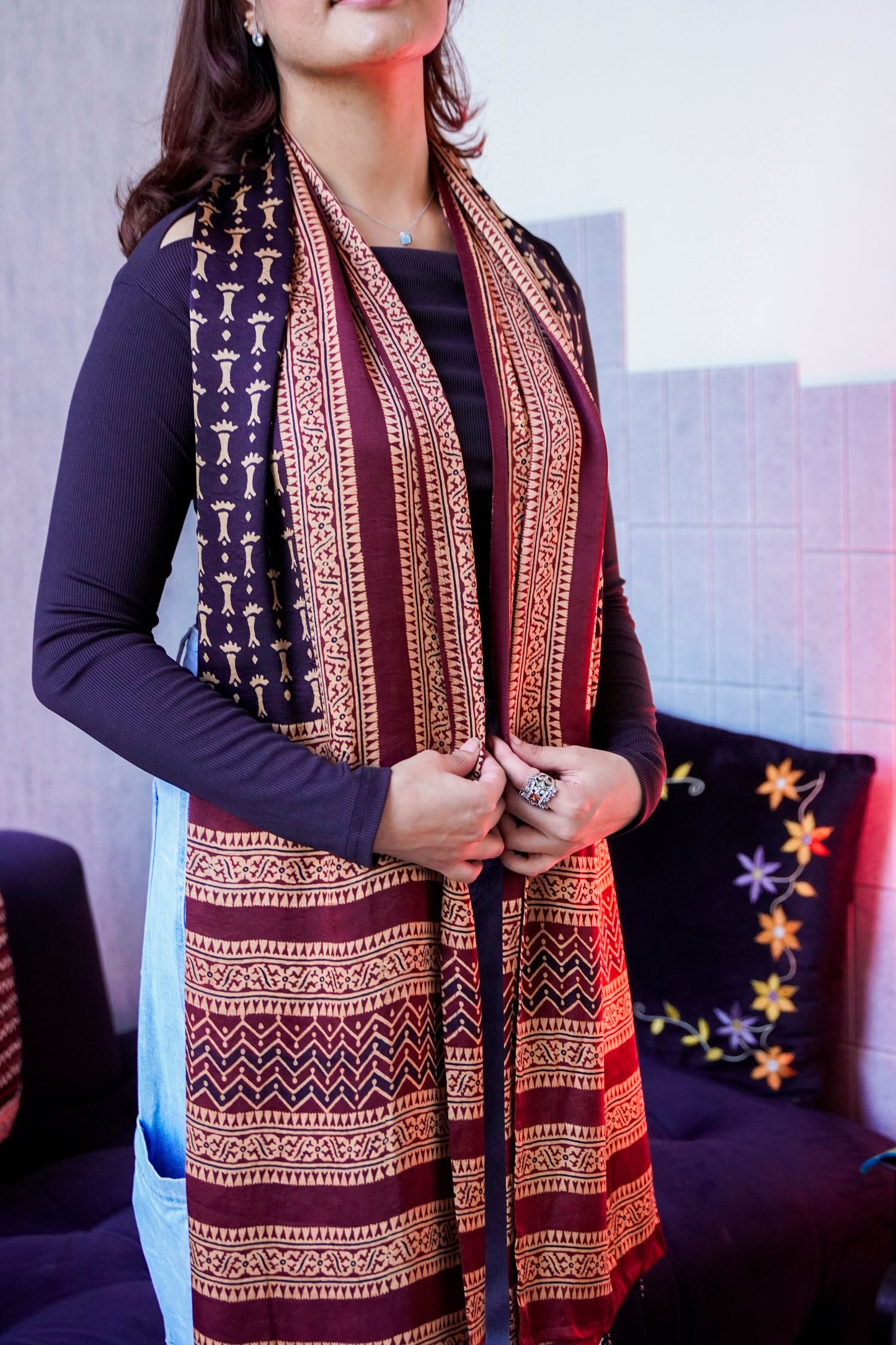 Heritage Silk Stole – Handcrafted with Traditional Prints