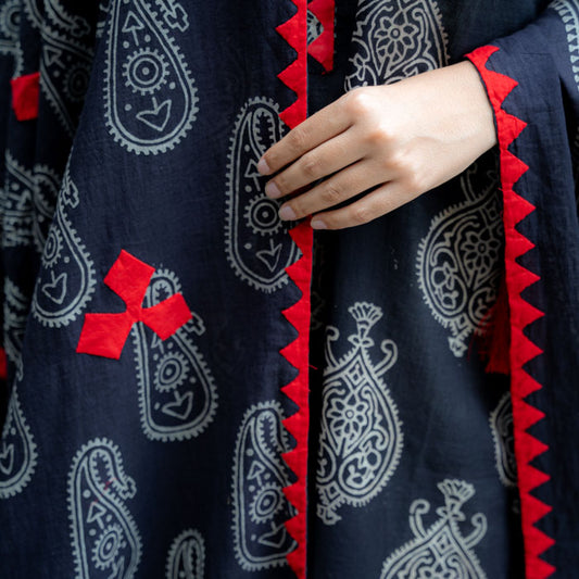 Sindh Serenity – Red Appliqué Ajrak duppatta