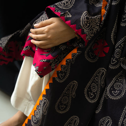 Heritage Glow – Magenta & Orange Ajrak Shirt