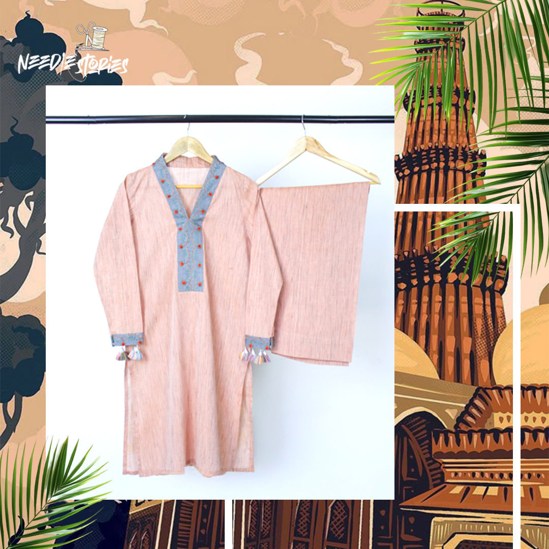 Peach Blossom Embellished Suit